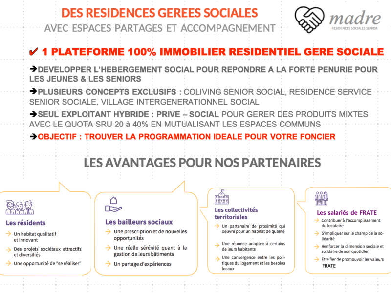 Association MADRE : un exploitant social pour les produits spécifiques sociaux LLS éligible loi SRU pour les Séniors des bailleurs&nbsp;sociaux